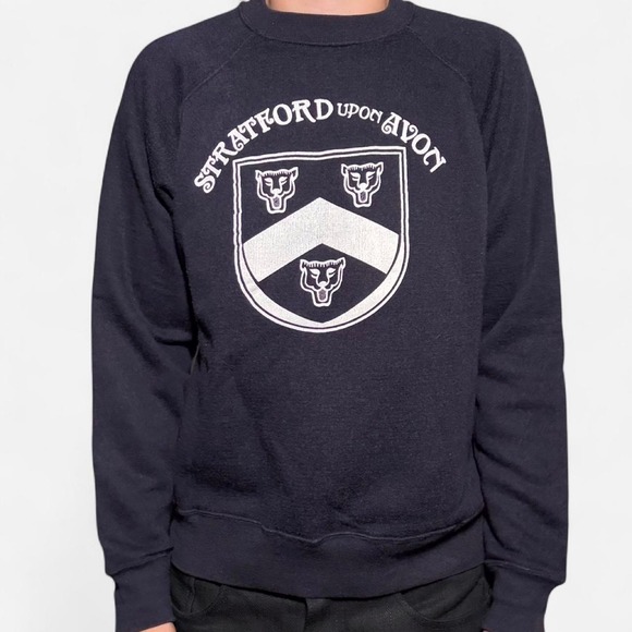 The Unbranded Brand Other - Vintage 1970s Navy blue Stratford Upon Avon‎ William Shakespeare crewneck